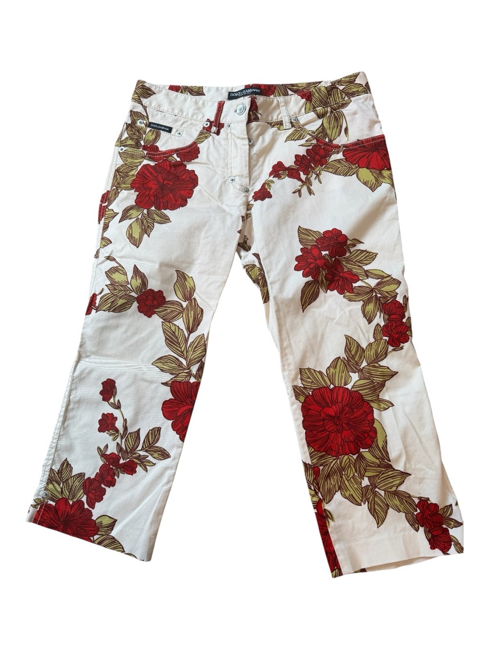 DOLCE & GABBANA cotton & spandex floral cropped jeans, 42EU